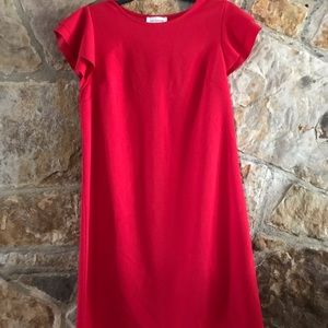 Red flutter sleeve dress